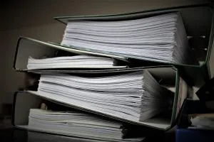 A pile of stacked documents