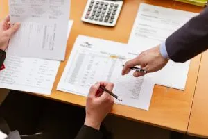 A person signing a document