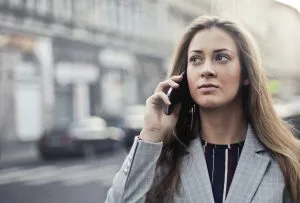 A woman talking on the phone