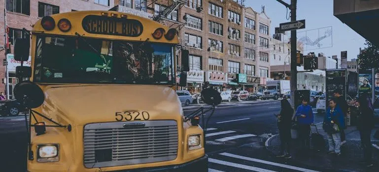 Yellow Bus on Street