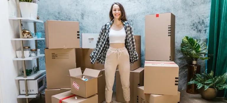 woman with boxes