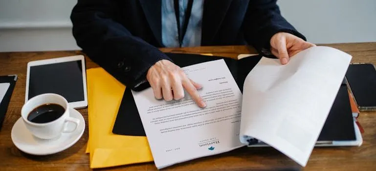 businesswoman working with documents in office