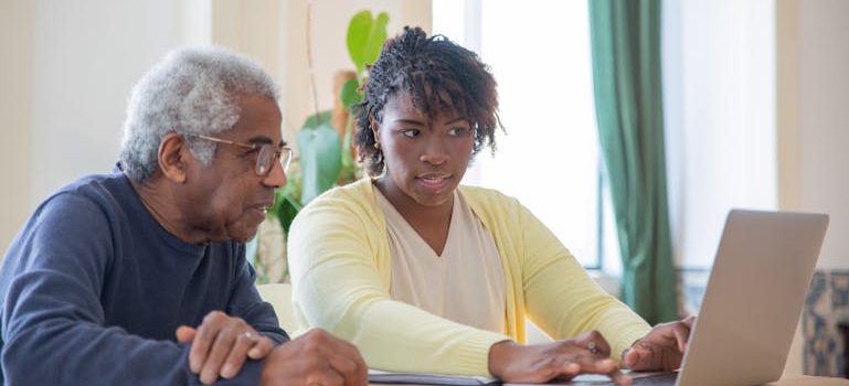 two people talking about Moving with elderly family members