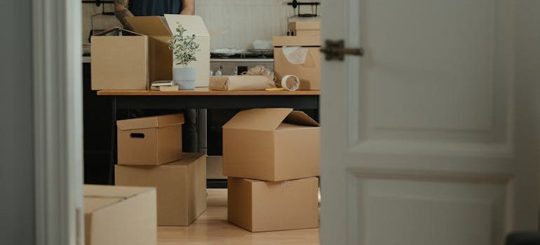 Man in Black Shirt Standing Near Brown Cardboard Boxes