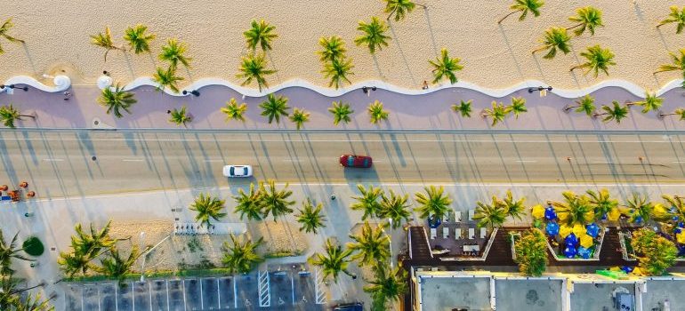 aerial view of cars