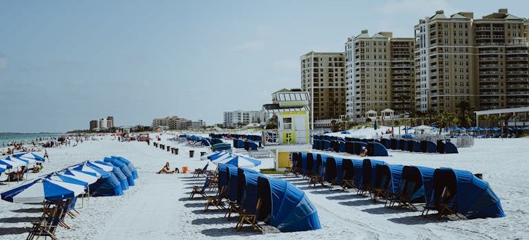 Umbrellas and Sun Beds on the Beach