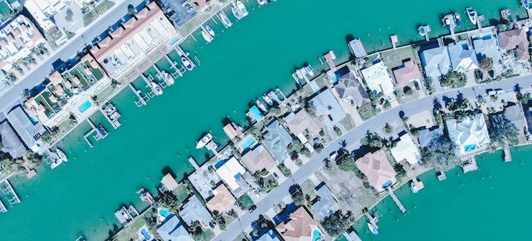 Aerial View of Houses in a Land Reclamation